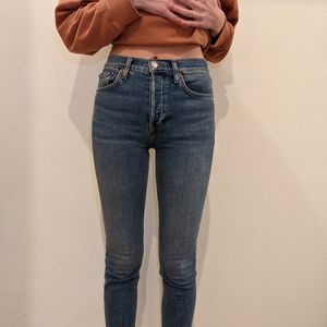Re/Done High Rise Ankle Crop Jeans